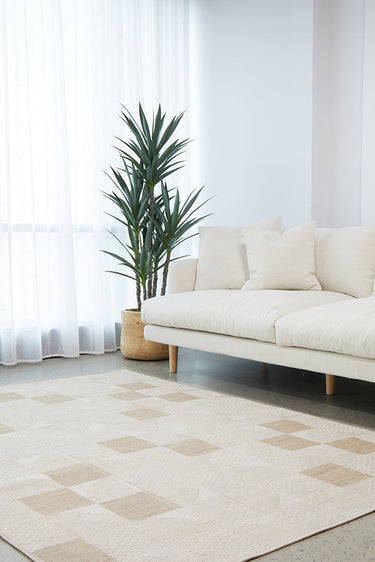 Patio Selin Cream Natural Modern Indoor Outdoor Geometric Patterned Flatweave Rug